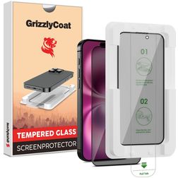 GrizzlyCoat AlignPro AntiSpy iPhone 16 Tempered Glass Screen Protector Privacy - Case Friendly + Installation Frame