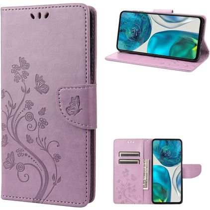Mobigear Flowers Motorola Moto G82 Plånboksfodral med sedelfack - Lila