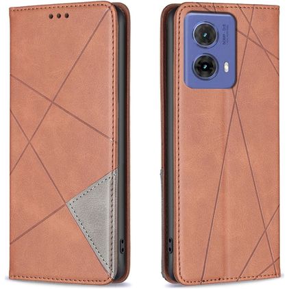 Mobigear Rhombus Slim Motorola Moto G85 Funda tipo libro - Marrón