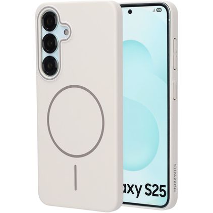 Mobiparts Slim Line Samsung Galaxy S25 MagSafe Hårdt Bagsidecover - Off White