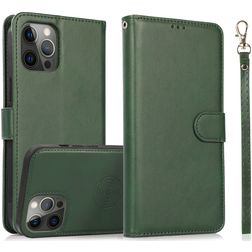 Mobigear Wallet iPhone 16 Pro 2-i-1-plånboksfodral med löstagbart skal med sedelfack - Grön