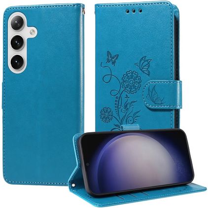 Mobigear Flowers Samsung Galaxy S25 Plus Wallet case - Blue