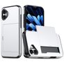 Mobigear Card iPhone 18 Fodral Hårdplast Skal Stötsäkert med korthållare - Silver