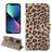 Mobigear Leopard iPhone 14 Pungetui med Seddelrum - Gul