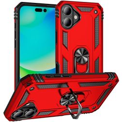 Mobigear Armor Ring iPhone 17 Funda Plástico rígido Carcasa Antigolpes con anillo - Rojo
