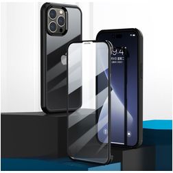 Valenta Full Cover iPhone 14 Pro Max Cristal templado Carcasa Antigolpes - Transparente / Negro