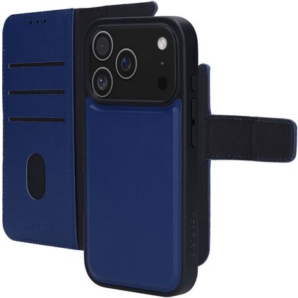 Mobiparts iPhone 17 Pro Fodral Äkta läder 2-i-1-plånboksfodral med löstagbart skal med sedelfack - Blå
