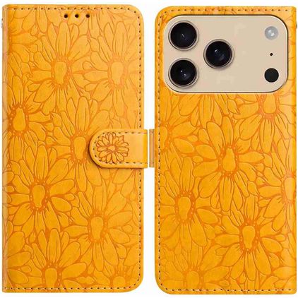 Mobigear Flowers iPhone 17 Pro Max Plånboksfodral med sedelfack - Gul