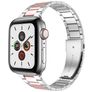 Mobigear Lissabon Steel Apple Watch Strap Butterfly closure - 49/46/45/44 mm - Pink / Silver