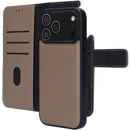 Mobiparts iPhone 17 Pro Max Cover Ægte læder Aftageligt 2-i-1-pungetui med Seddelrum - Taupe