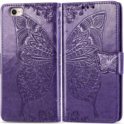 Mobigear Butterfly iPhone 16e Capa livro Carteira - Roxo