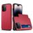 Mobigear Card iPhone 15 Pro Max Funda Plástico rígido Carcasa Antigolpes con tarjetero - Rojo