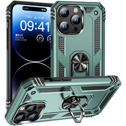 Mobigear Armor Ring iPhone 16 Pro Funda Plástico rígido Carcasa Antigolpes con anillo - Verde