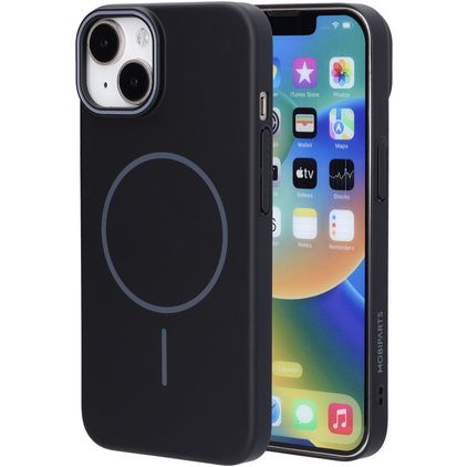 Mobiparts Slim Line iPhone 14 MagSafe Plástico rígido Capa traseira - Onyx Black