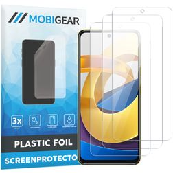 Mobigear POCO X4 Pro 5G Película de ecrã em plástico - Compatível com capas (Pack de 3)