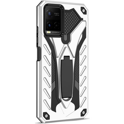 Mobigear Armor Stand Vivo Y33s Funda Plástico rígido Carcasa Antigolpes con soporte - Plateado