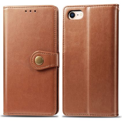 Mobigear Snap Button iPhone 8 Funda tipo libro Cartera - Coñac