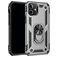 Mobigear Armor Ring iPhone 12 Tvrdý plast Zadní kryt odolný proti nárazům s prstýnkem - Stříbrná