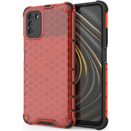 Mobigear Honeycomb POCO M3 Funda Plástico rígido Carcasa Antigolpes - Rojo