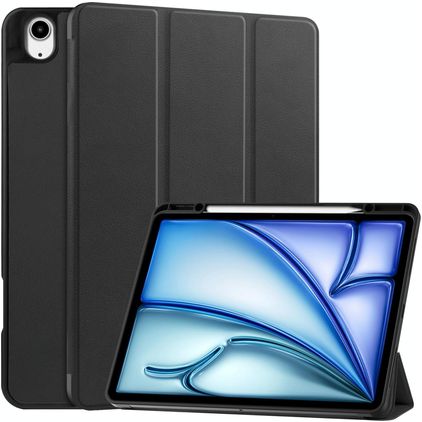 Mobigear Tri-Fold iPad Air 13 tommer (2024) Pungetui + Stylus-holder - Sort