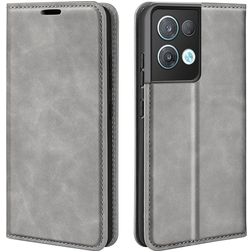Mobigear Retro Slim OPPO Reno 8 Pro 5G Lompakkokotelo + Setelitasku - Harmaa