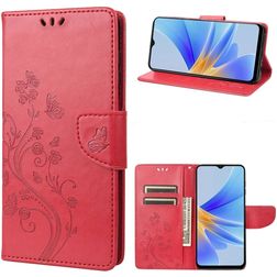 Mobigear Flowers OPPO A17 Pungetui med Seddelrum - Rød