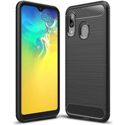 Mobigear Brushed Slim Samsung Galaxy A20e TPU flexible Carcasa - Negro
