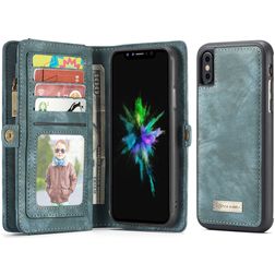 CaseMe 008 iPhone X 2-i-1-plånboksfodral med löstagbart skal med sedelfack - Blå