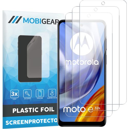 Mobigear Motorola Moto E32s Película de ecrã em plástico - Compatível com capas (Pack de 3)