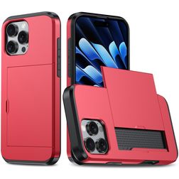 Mobigear Card iPhone 16 Pro Max Hardcase Back cover Antiurto con portacarte - Rosso