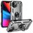 Mobigear Armor Ring iPhone 14 Plus Plástico rígido Capa traseira Antichoque com anel - Prateado