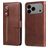 Mobigear Zipper iPhone 18 Pro Max Funda tipo libro Cartera - Marrón