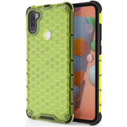 Mobigear Honeycomb Samsung Galaxy A11 Fodral Hårdplast Skal Stötsäkert - Grön