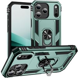 Mobigear Armor Ring iPhone Air Funda Plástico rígido Carcasa Antigolpes con anillo - Verde