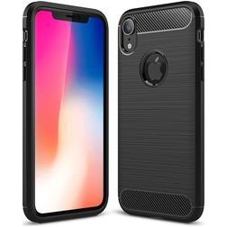 Mobigear Brushed Slim iPhone XR Fleksibel TPU Bagsidecover - Sort