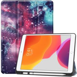 Mobigear Tri-Fold Gel iPad 8 (2020) TPU / Skóra ekologiczna Etui z klapką + Uchwyt na rysik - Galaxy