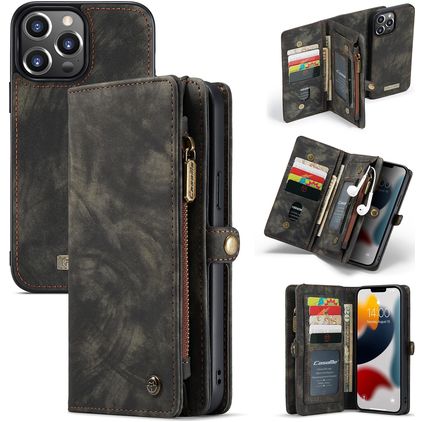 CaseMe 008 iPhone 13 Pro Case Detachable 2-in-1 Wallet Case Wallet - Black