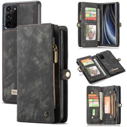 CaseMe 008 Samsung Galaxy Note 20 Etui z klapką 2w1 z odpinanymi pleckami typu portfel - Czarny