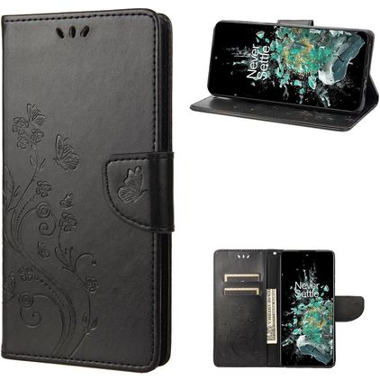 Mobigear Butterfly OnePlus 10T Knížkové pouzdro Peněženka - Černá