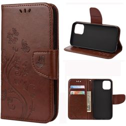 Mobigear Flowers iPhone 12 Mini Etui z klapką typu portfel - Brązowy