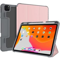 Mutural Tri-Fold Tough iPad Pro 11 tum (2021) Plånboksfodral + Pennhållare - Svart / Roséguld