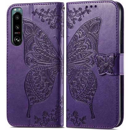 Mobigear Butterfly Sony Xperia 5 IV Funda tipo libro Cartera - Morado