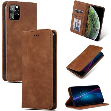 Mobigear Retro Slim iPhone 11 Pro Max Etui z klapką - Brązowy