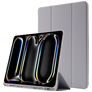 Mobigear Tri-Fold Gel iPad Pro 13 Inch (2024) TPU / Leatherette Wallet case + Stylus Holder - Grey