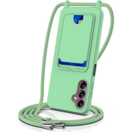 Mobigear Lanyard Card Samsung Galaxy A16 Silikone Cover med snor og kortholder - Grøn