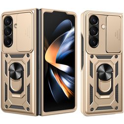 Mobigear Armor Ring Cam Slide Samsung Galaxy Z Fold 8 Ultra Hard Case Back cover Shockproof with Ring Holder and Camera Slider - Gold