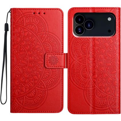 Mobigear Mandala iPhone 18 Pro Max Funda tipo libro Cartera - Rojo