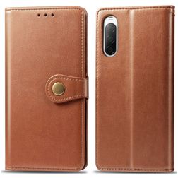 Mobigear Snap Button Sony Xperia 10 II Knížkové pouzdro Peněženka - Koňaková