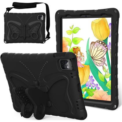 Mobigear Butterfly iPad Air 11 cali (2025) Pianka EVA Etui plecki + Pasek na ramię + Podstawka - Czarny