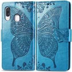 Mobigear Butterfly Samsung Galaxy A40 Cover a libro portafoglio - Blu